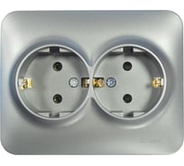 Розетка двойная Lezard ASTI с/з ПБТ платина 7081-3500-127B