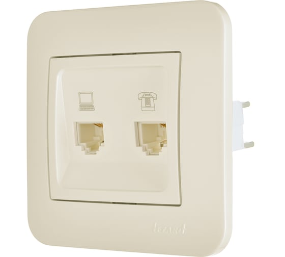 Розетка Lezard ASTI компьютер+телефон крем 7081-0303-143 1