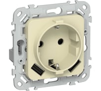 Розетка IEK FLITE 1-местная с заземлением с защитными шторками 16А с USB A+A 3,1А безвинтовое крепление РСЮша11-1-ФлН навахо FI-R14-16-1-U21-D31-K87