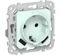Розетка IEK FLITE 1-местная с заземлением с защитными шторками 16А с USB A+A 3,1А безвинтовое крепление РСЮша11-1-ФлХЛ холодный лед FI-R14-16-1-U21-D31-K94