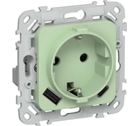 Розетка IEK FLITE 1-местная с заземлением с защитными шторками 16А с USB A+C 20Вт безвинтовое крепление РСЮшс11-1-ФлФ фисташковый FI-R14-16-1-U22-020-K93