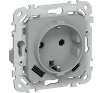 Розетка IEK FLITE 1-местная с заземлением с защитными шторками 16А с USB A+C 20Вт РСЮшс11-0-ФлС серый FI-R14-16-U22-020-K03