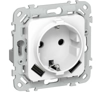 Розетка IEK FLITE 1-местная с заземлением с защитными шторками 16А с USB A+A 3,1А РСЮша11-0-ФлБ белый FI-R14-16-U21-D31-K01