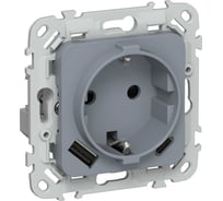 Розетка IEK FLITE 1-местная с заземлением с защитными шторками 16А с USB A+C 20Вт безвинтовое крепление РСЮшс11-1-ФлМ маренго FI-R14-16-1-U22-020-K35