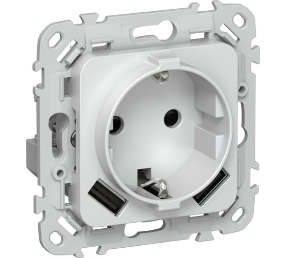 Розетка IEK FLITE 1-местная с заземлением с защитными шторками 16А с USB A+A 3,1А безвинтовое крепление РСЮша11-1-ФлЖ жемчуг FI-R14-16-1-U21-D31-K36