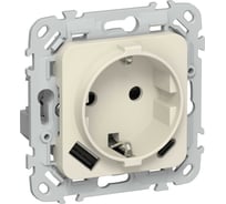 Розетка IEK FLITE 1-местная с заземлением с защитными шторками 16А с USB A+C 20Вт РСЮшс11-0-ФлСл сливочный FI-R14-16-U22-020-K86