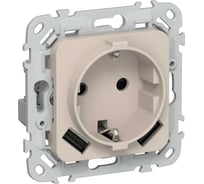 Розетка IEK FLITE 1-местная с заземлением с защитными шторками 16А с USB A+A 3,1А РСЮша11-0-ФлЛ льняной FI-R14-16-U21-D31-K88