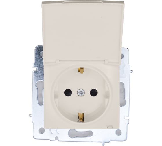 Розетка Lezard ASTI с/з с крышкой ПБТ крем IP44. 7081-0388-123BIPCH