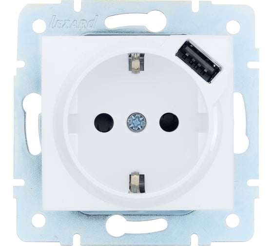 Розетка Lezard ASTI с/з + USB разъём белая механизм 7081-0288-181
