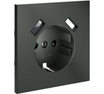Накладка Voltum S70 для розетки с заземлением и защитными шторками, с USB A+A, титан VLS000906