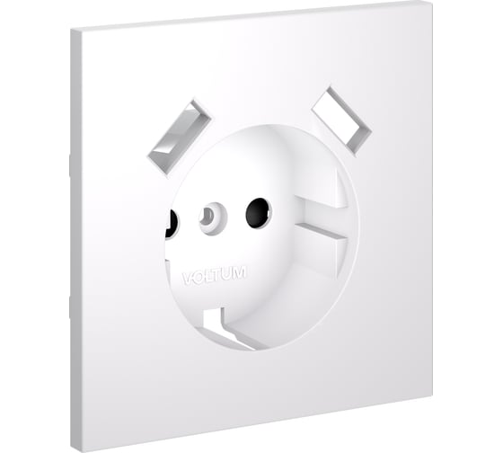 Накладка Voltum S70 для розетки с заземлением и защитными шторками, с USB A+A, белый матовый VLS000902