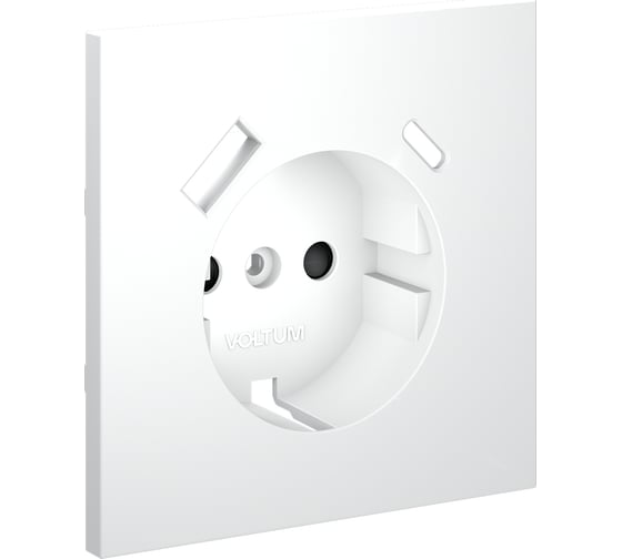 Накладка Voltum S70 для розетки с заземлением и защитными шторками, с USB A+C, белый матовый VLS001002