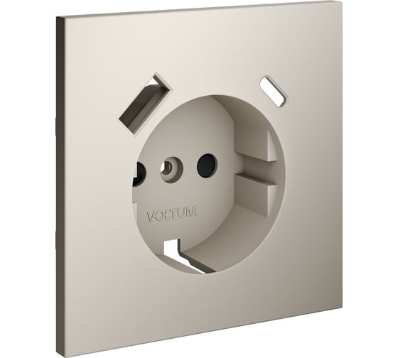 Накладка Voltum S70 для розетки с заземлением и защитными шторками, с USB A+C, кашемир VLS001003