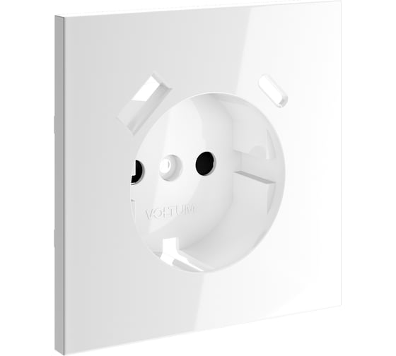 Накладка Voltum S70 для розетки с заземлением и защитными шторками, с USB A+C, белый глянцевый VLS001001