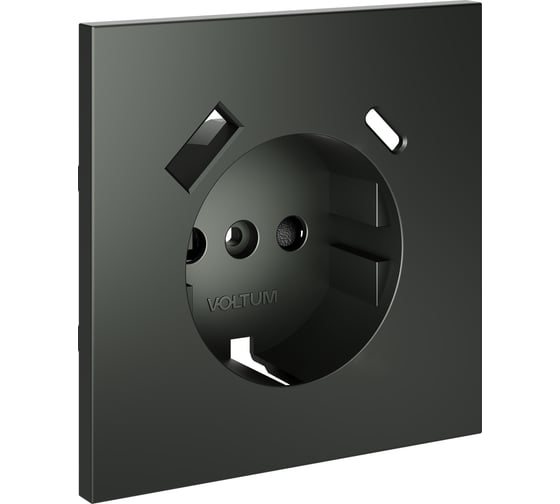 Накладка Voltum S70 для розетки с заземлением и защитными шторками, с USB A+C, титан VLS001006