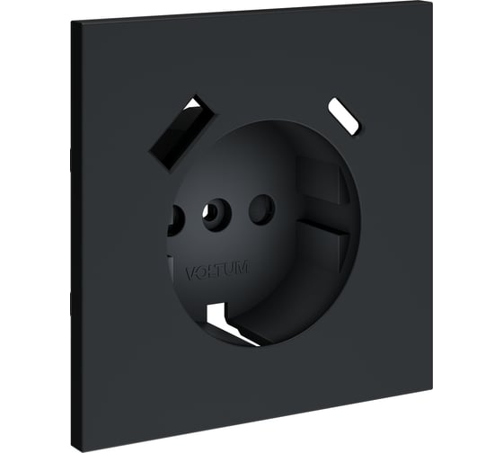 Накладка Voltum S70 для розетки с заземлением и защитными шторками, с USB A+C, графит VLS001007