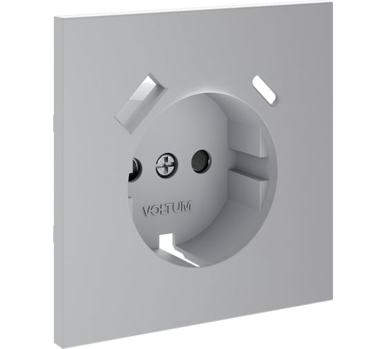 Накладка Voltum S70 для розетки с заземлением и защитными шторками, с USB A+C, серый VLS001016