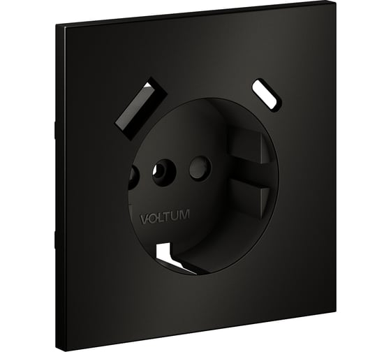 Накладка Voltum S70 Metal для розетки с заземлением и защитными шторками, с USB A+C, антрацит VLSM001012