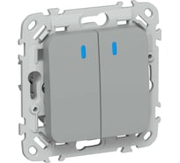 Выключатель 2-клавишный кнопочный с индикацией IEK FLITE 10А ВС12-2-1-ФлС серый FI-V24-1-10-1-K03
