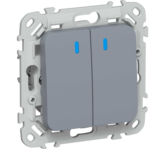 Выключатель 2-клавишный с индикацией IEK FLITE 10А ВС12-1-1-ФлМ маренго FI-V20-1-10-1-K35