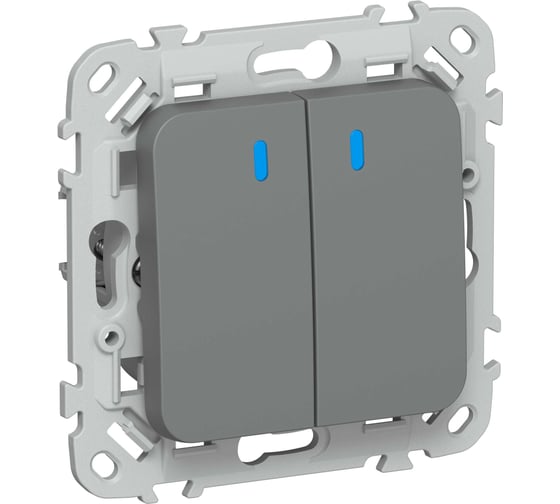 Выключатель 2-клавишный с индикацией IEK FLITE 10А ВС12-1-1-ФлМА мокрый асфальт FI-V20-1-10-1-K80
