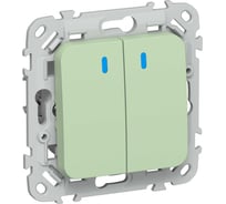 Выключатель 2-клавишный с индикацией IEK FLITE 10А ВС12-1-1-ФлФ фисташковый FI-V20-1-10-1-K93
