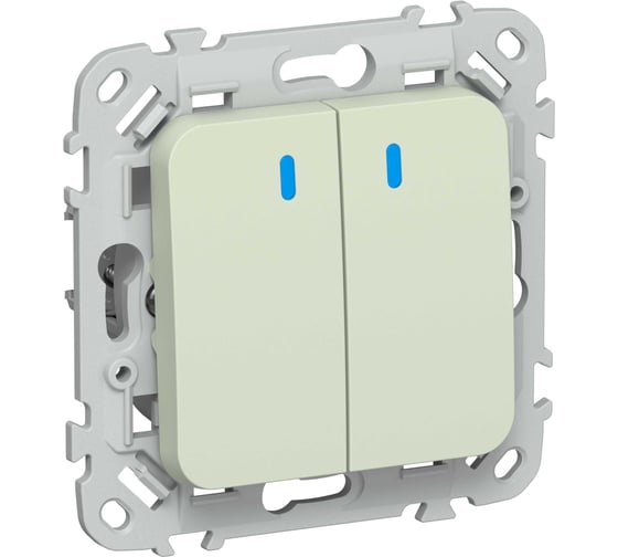 Выключатель 2-клавишный с индикацией IEK FLITE 10А ВС12-1-1-ФлП панг FI-V20-1-10-1-K92
