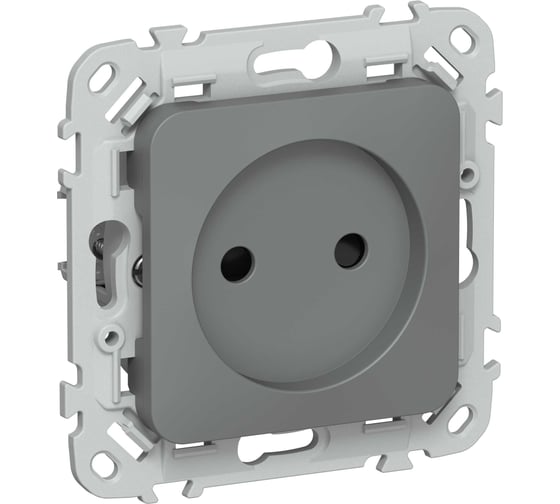 Розетка без заземления с защитными шторками IEK FLITE 10А РСш01-0-ФлМА мокрый асфальт FI-R13-10-K80
