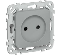 Розетка без заземления с защитными шторками IEK FLITE 10А РСш01-0-ФлС серый FI-R13-10-K03