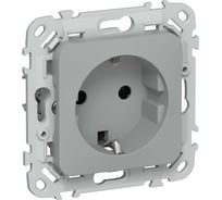 Розетка IEK FLITE с заземлением без защитных шторок 16А РС11-0-ФлС серый FI-R11-16-K03