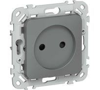 Розетка без заземления с защитными шторками IEK FLITE безвинтовое крепление 10А РСш01-1-ФлМА мокрый асфальт FI-R13-10-1-K80