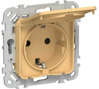 Розетка IEK FLITE с заземлением с защитными шторками и крышкой 16А IP44 РСшкр11-0-44-ФлЗ золотарник FI-R16-16-44-K90