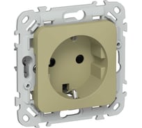 Розетка IEK FLITE с заземлением с защитными шторками 16А РСш11-0-ФлО оливковый FI-R14-16-K26