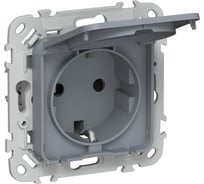 Розетка IEK FLITE с заземлением с защитными шторками и крышкой 16А IP44 РСшкр11-0-44-ФлМ маренго FI-R16-16-44-K35