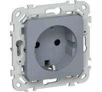Розетка IEK FLITE с заземлением с защитными шторками безвинтовое крепление 16А РСш11-1-ФлМ маренго FI-R14-16-1-K35