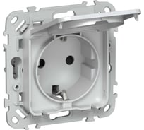 Розетка IEK FLITE с заземлением с защитными шторками и крышкой 16А IP44 РСшкр11-0-44-ФлЖ жемчуг FI-R16-16-44-K36