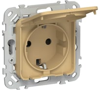 Розетка IEK FLITE с заземлением с защитными шторками и крышкой 16А IP44 РСшкр11-0-44-ФлШм шамуа FI-R16-16-44-K89