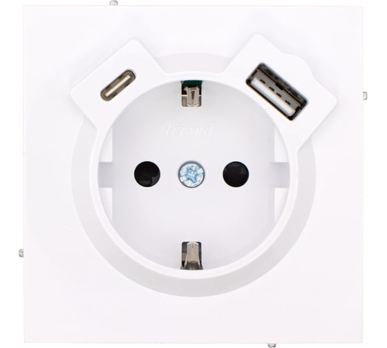 Розетка Lezard ESTET с/з TC + USB разъем белая (10шт/120шт) 745-0288-181TC