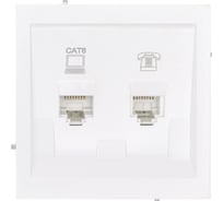 Розетка компьютер+телефон Lezard ESTET белая с модулем Cat 6 745-0288-144