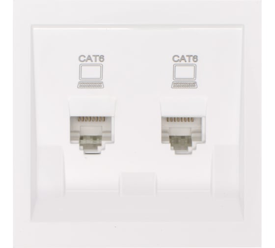 Розетка Lezard ESTET 2-ая компьютерная белая с модулем CAT6 (10шт/120шт) 745-0288-142