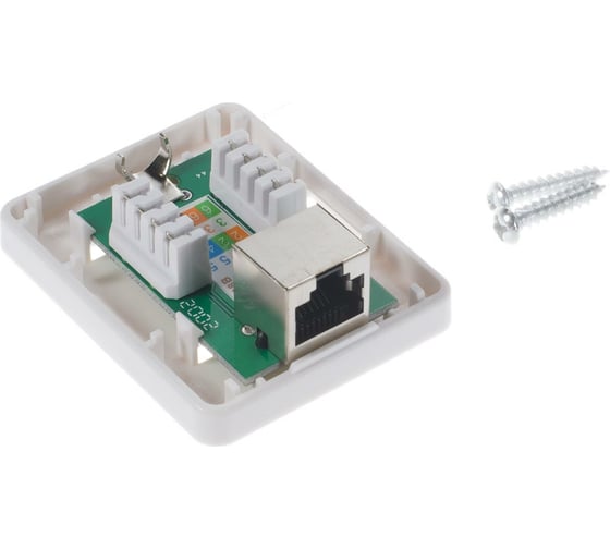 Экранированная компьютерная розетка на 1 порт RJ-45, 8p8c, TWIST cat. 6, на плате, J-8P8C-C6-SH-1P-TWCS