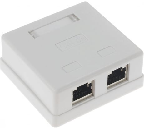 Экранированная компьютерная розетка на 2 порта RJ-45, 8p8c, Retic cat. 5e, на плате, J-8P8C-C5е-SH-2P-TWCS