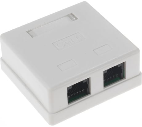Компьютерная розетка на 2 порта RJ-45, 8p8c, Retic cat. 6, на плате, J-8P8C-C6-2P-TWCS