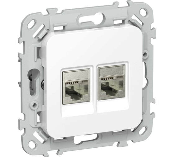 Розетка IEK FLITE 2-местная, компьютерная, RJ45, категория 5Е, STP РК5е-2-1-ФлБ белый FI-K21-1-K01