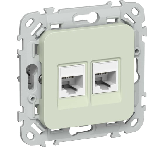 Розетка IEK FLITE 2-местная, компьютерная, RJ45, категория 5Е, UTP РК5е-2-0-ФлП панг FI-K22-1-K92