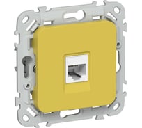 Розетка IEK FLITE компьютерная, RJ45, категория 5Е, UTP РК5е-1-0-ФлЖК желтый карри FI-K12-1-K44