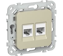 Розетка IEK FLITE 2-местная, компьютерная, RJ45, категория 6, UTP РК6-2-0-ФлШ шампань FI-K22-2-K37