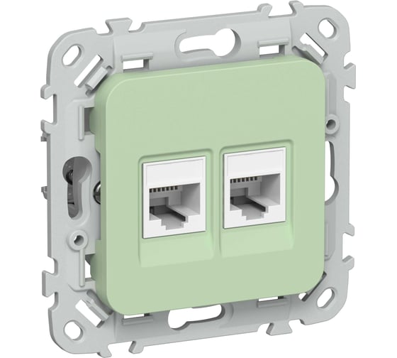 Розетка IEK FLITE 2-местная, компьютерная, RJ45, категория 6, UTP РК6-2-0-ФлФ фисташковый FI-K22-2-K93