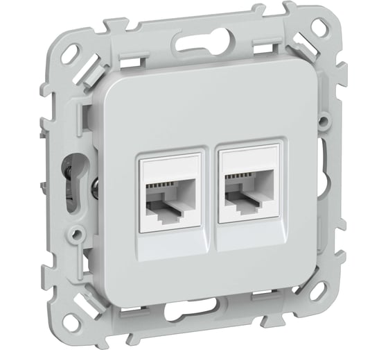 Розетка IEK FLITE 2-местная, компьютерная, RJ45, категория 6, UTP РК6-2-0-ФлЖ жемчуг FI-K22-2-K36