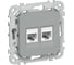 Розетка IEK FLITE 2-местная, компьютерная, RJ45, категория 6, UTP РК6-2-0-ФлС серый FI-K22-2-K03 1
